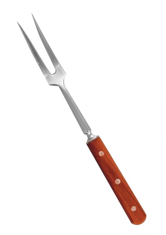 12.5-inch Heavy-duty Kitchen Fork with Short Wooden Handle